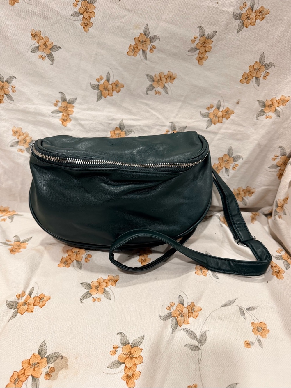 Dark Green Leather Shoulder/Crossbody Bag